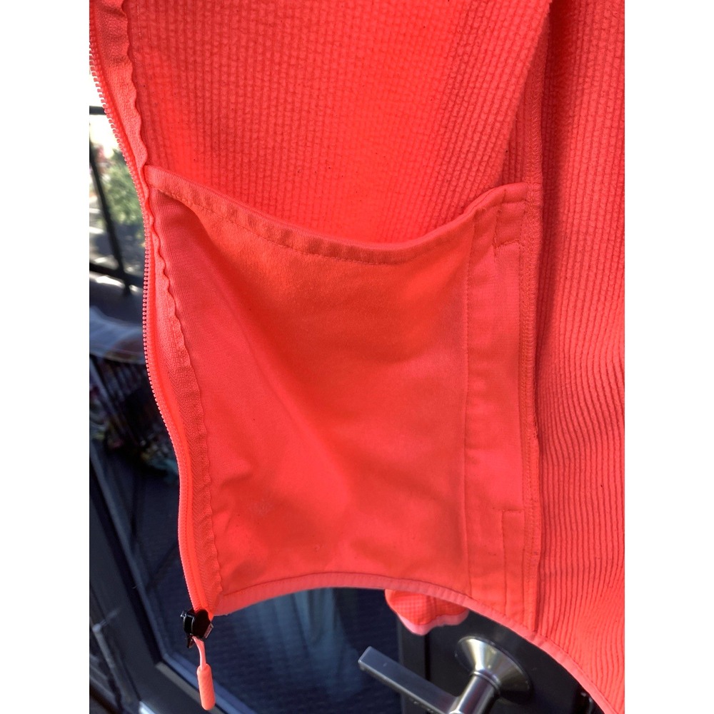 North Face Technical Grid Fleece Asymmetrical Zip Hoodie Jacket Bright Coral S - Picture 6 of 9